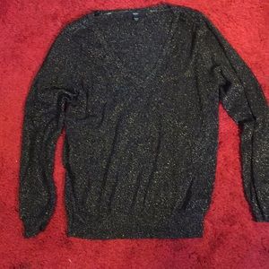 Black and gold Long sleeve v neck sweater top xl